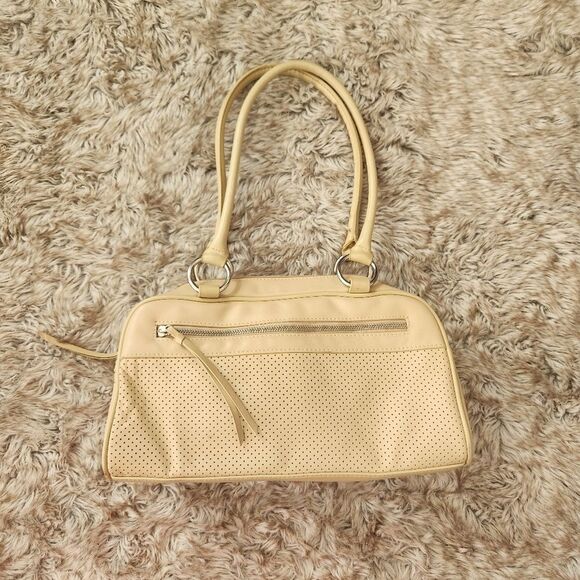 Giani Bernini Classic Perforated Leather Shoulder Bag Bone - Picture 1 of 13